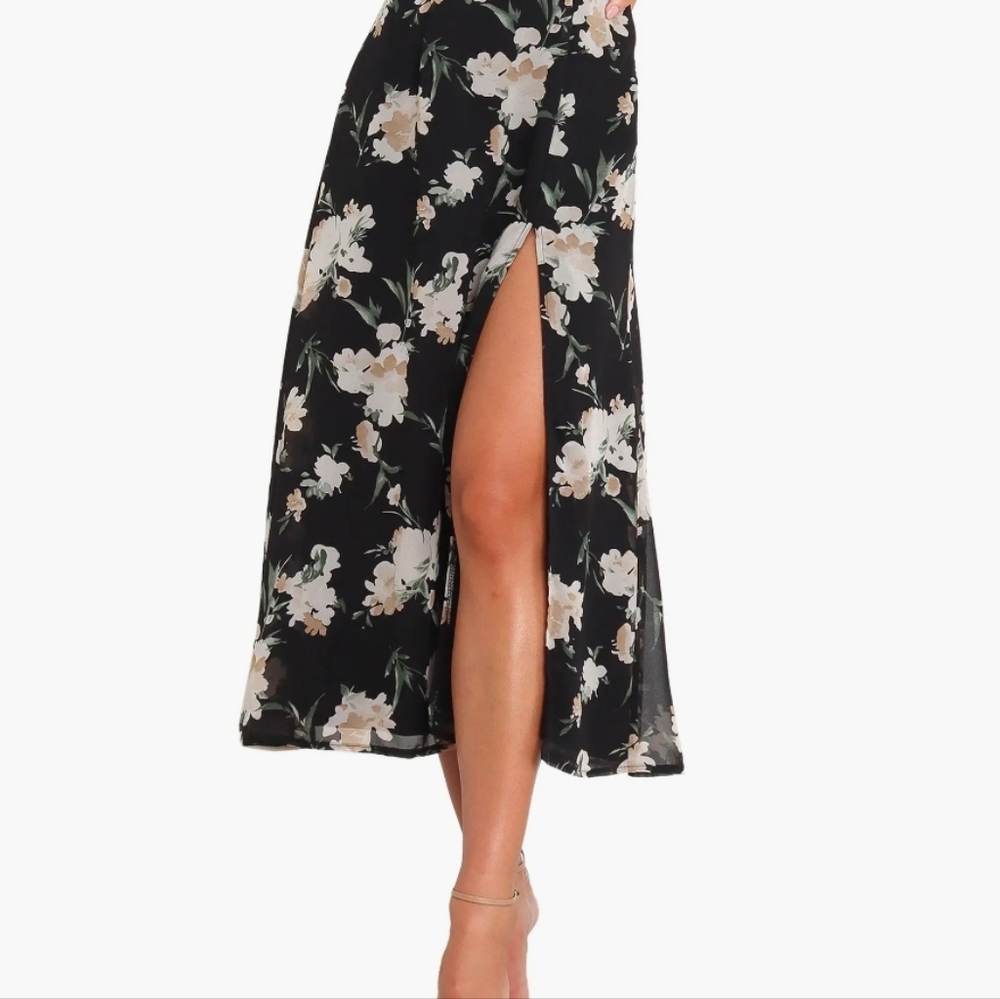 Petal & Pup Black Floral Midi Dress - Picture 5 of 16
